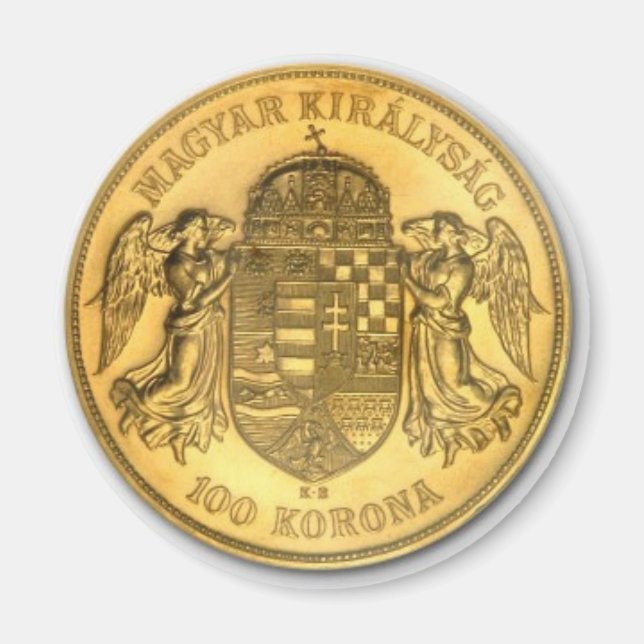 Hungarian Gold Korona Coin Design Magnet (Front)