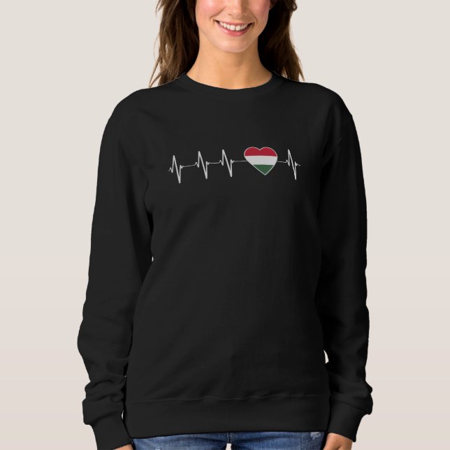 Hungarian Heartbeat I Love Hungary Flag Heart Sweatshirt (Front)