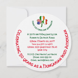 Hungarian Irish American Shamrock Birthday Invitation