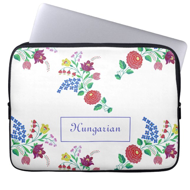 Hungarian Kalocsa Embroidery Folk Art Laptop Sleeve (Front)