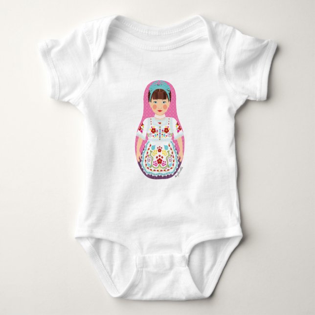 Hungarian Matryoshka Baby Bodysuit (Front)