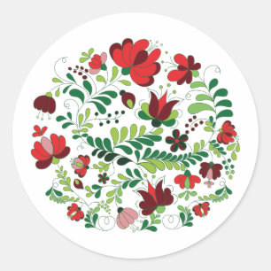 Hungarian Matyo Folk Art Classic Round Sticker