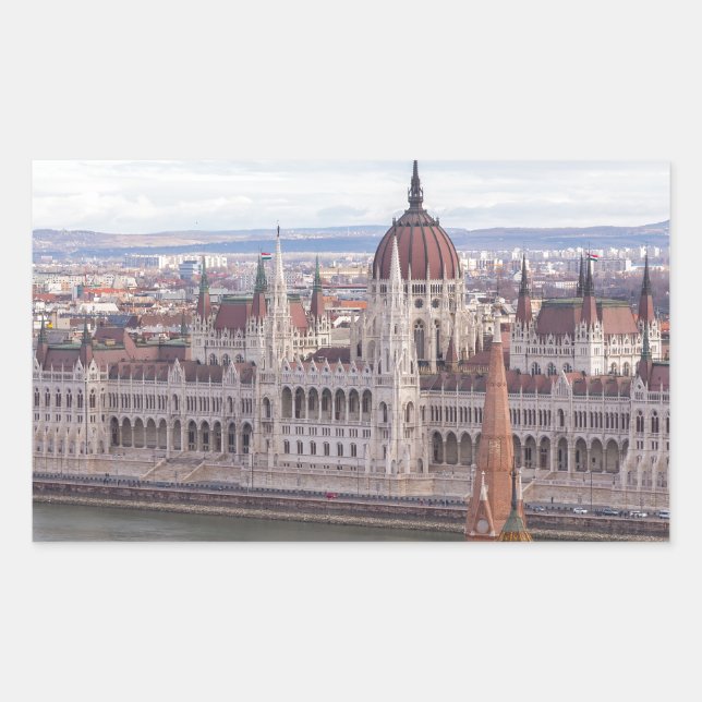 Hungarian Parliament Budapest by day Rectangular Sticker (Front)