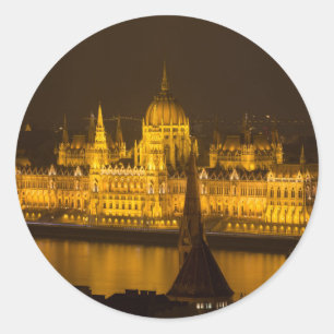 Hungarian Parliament Budapest by night Classic Round Sticker