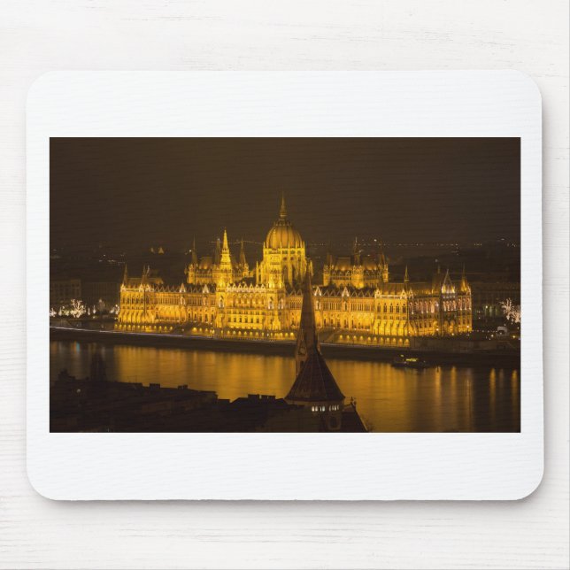 Hungarian Parliament Budapest by night Mouse Pad (Front)