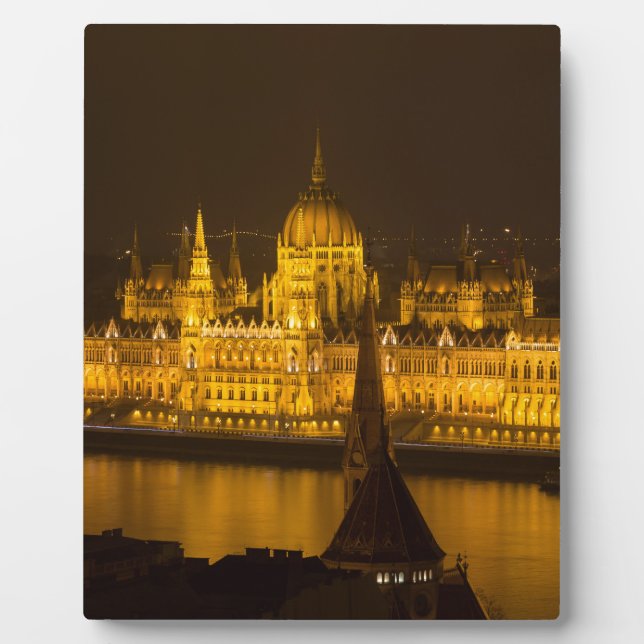 Hungarian Parliament Budapest by night Plaque (Front)