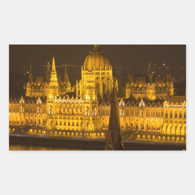 Hungarian Parliament Budapest by night Rectangular Sticker (Front)