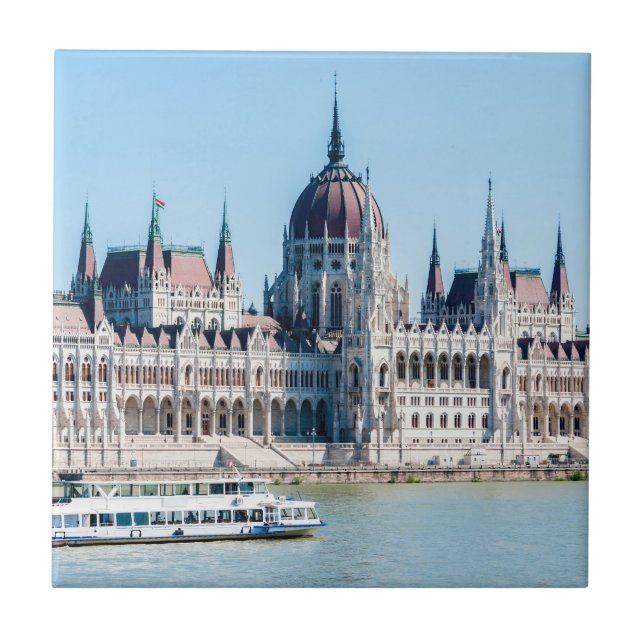 Hungarian Parliament Building in Budapest city Tile (Front)