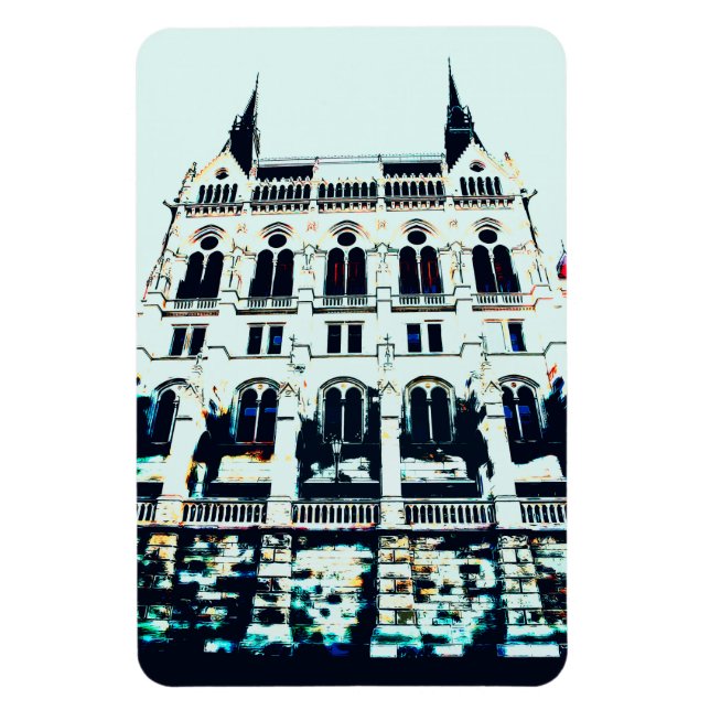 Hungarian Parliament painting Magnet (Vertical)