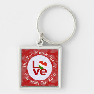 Hungarian Red Letter LOVE Flag Personalised Key Ring