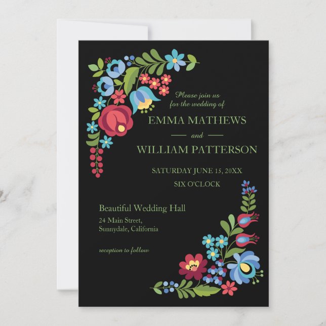 Hungarian Red Rose Wedding Invitation (Front)