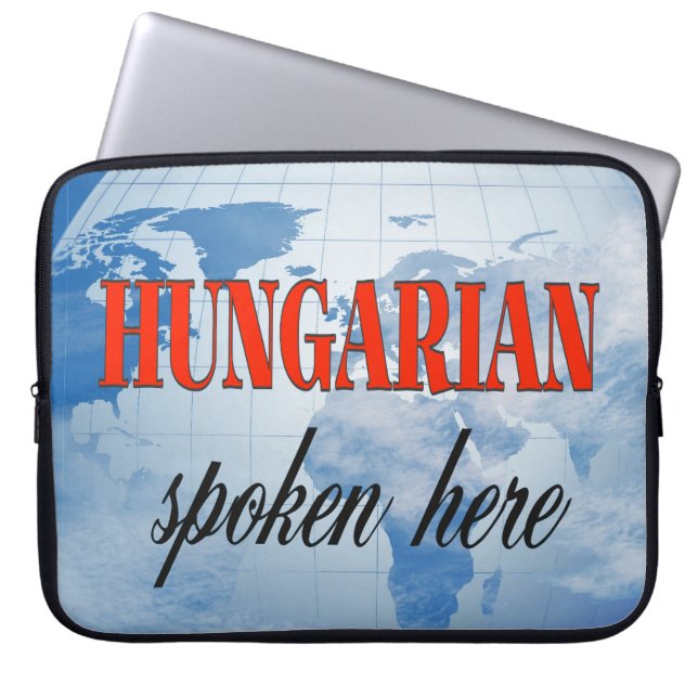 Hungarian spoken here cloudy earth laptop sleeve (Front)