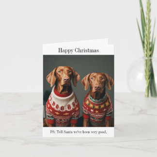 Hungarian Vizla Dogs in Christmas Sweaters Card