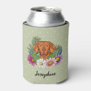 Hungarian Vizsla And Colourful Summer Flowers Gree Can Cooler