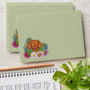 Hungarian Vizsla And Colourful Summer Flowers Gree Envelope