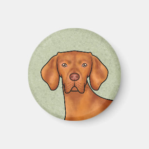 Hungarian Vizsla Cartoon Pointer Dog Head Green Magnet