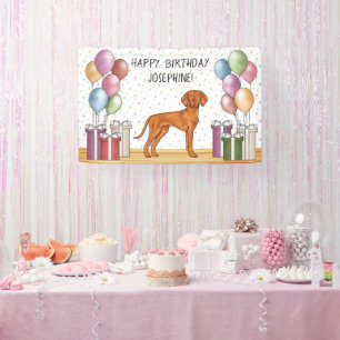 Hungarian Vizsla Colourful Pastel Happy Birthday Banner