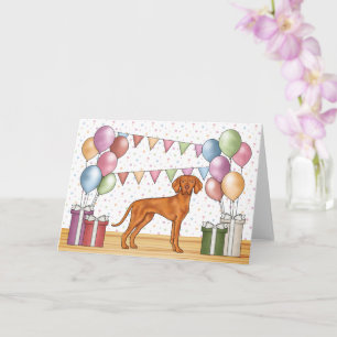 Hungarian Vizsla Colourful Pastel Happy Birthday Card