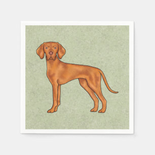 Hungarian Vizsla Cute Cartoon Pointer Dog Green Napkin