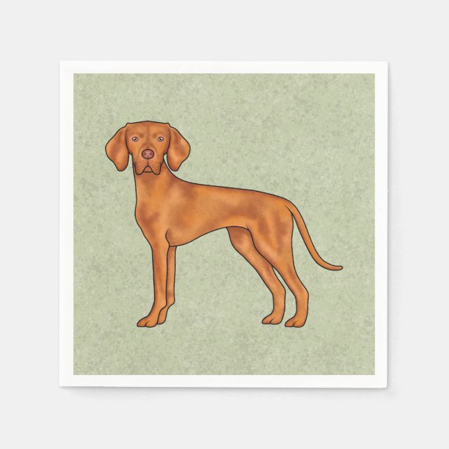 Hungarian Vizsla Cute Cartoon Pointer Dog Green Napkin (Front)
