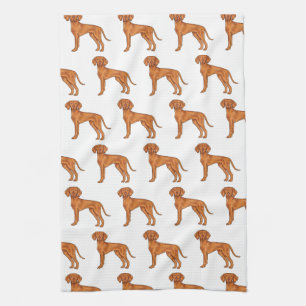 Hungarian Vizsla Cute Cartoon Pointer Dog Pattern Tea Towel