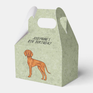 Hungarian Vizsla Cute Pointer Dog With Text Green Favour Box