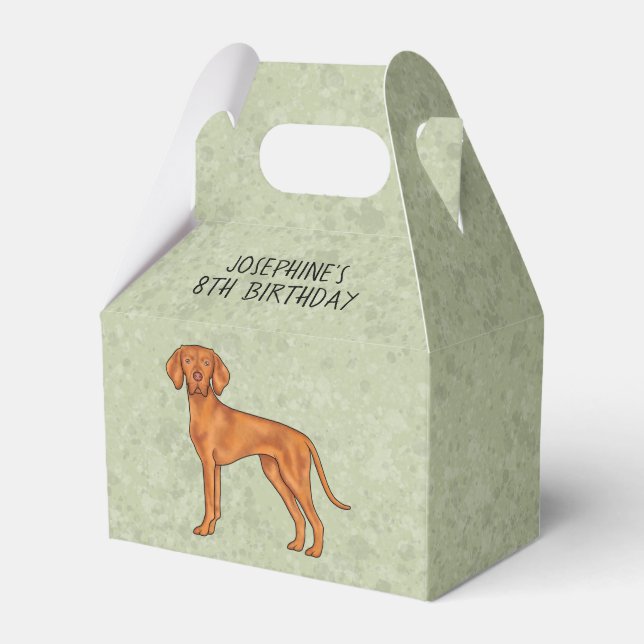 Hungarian Vizsla Cute Pointer Dog With Text Green Favour Box (Front Side)