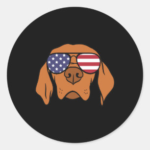Hungarian Vizsla Dog 4th Of July  Classic Round Sticker