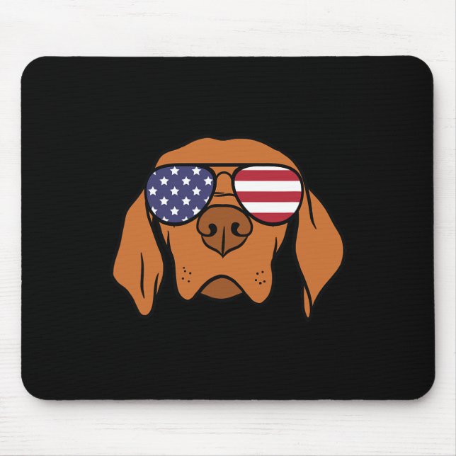 Hungarian Vizsla Dog 4th Of July  Mouse Pad (Front)