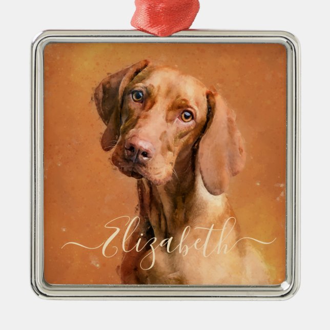 Hungarian Vizsla Dog Metal Tree Decoration (Front)