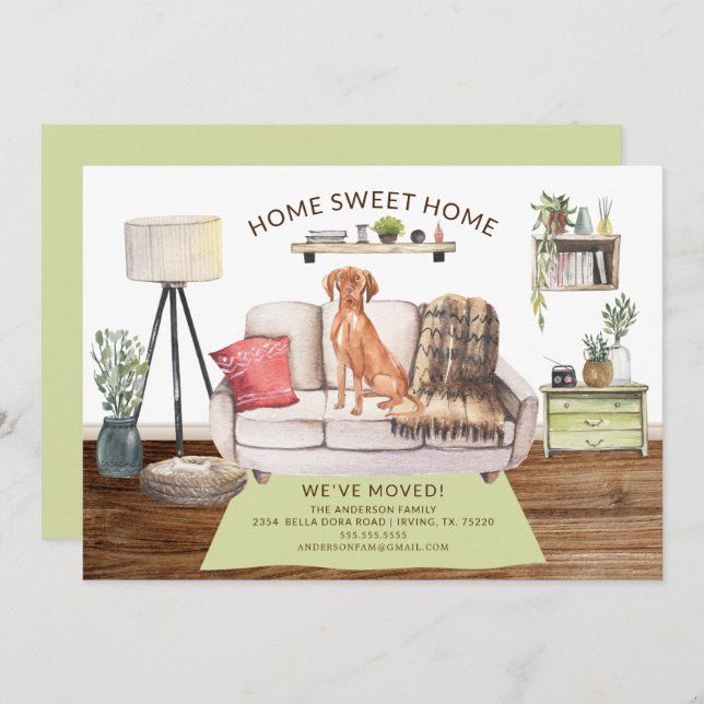 Hungarian Vizsla Dog Moving Announcement (Front/Back)