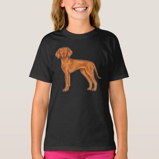 Hungarian Vizsla Pointer Red Brown Cartoon Dog T-Shirt (Front)