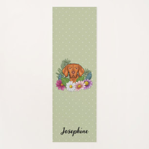 Hungarian Vizsla With Colourful Flowers And Name Yoga Mat