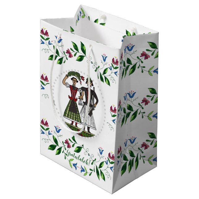 Hungarian Wedding Couple Congratulations! Medium Gift Bag (Front Angled)