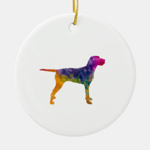 Hungarian Wirehaired Vizsla in watercolor Ceramic Tree Decoration