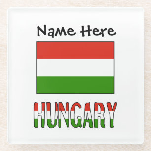 Hungary and Hungarian Flag Personalised Glass Coaster
