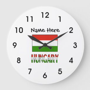 Hungary and Hungarian Flag Personalised  Large Clock