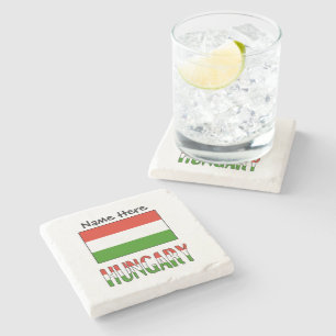 Hungary and Hungarian Flag Personalised Stone Coaster
