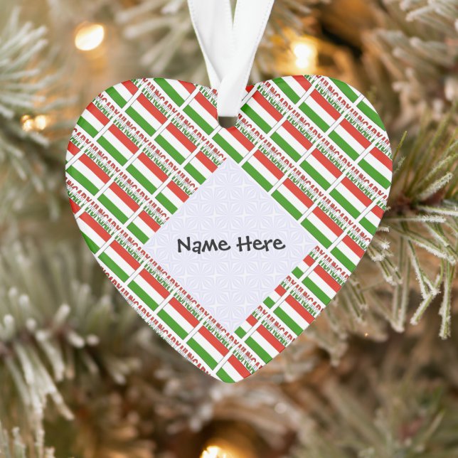 Hungary and Hungarian Flag Tiled Personalised  Ornament (Tree)
