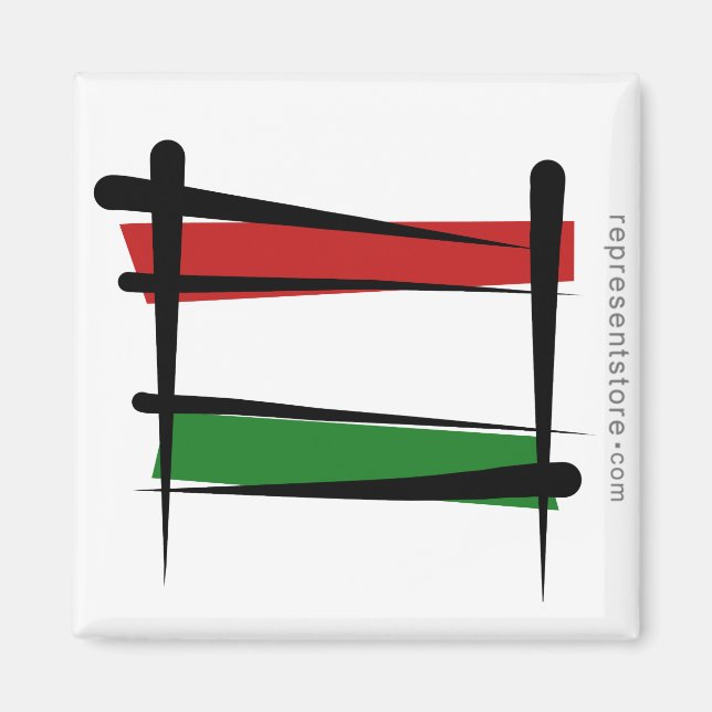 Hungary Brush Flag Magnet (Front)