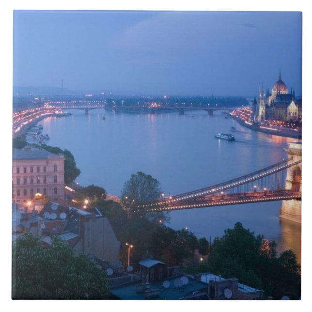 HUNGARY, Budapest: Szechenyi (Chain) Bridge, 2 Tile (Front)