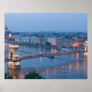HUNGARY, Budapest: Szechenyi (Chain) Bridge, 3 Poster