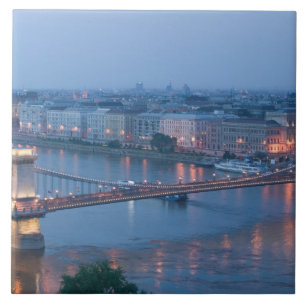 HUNGARY, Budapest: Szechenyi (Chain) Bridge, 3 Tile