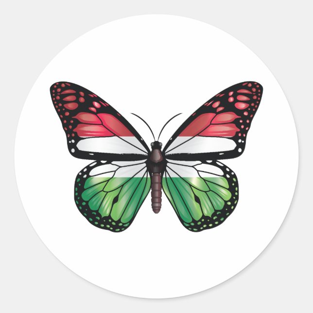 Hungary butterfly monarch flag classic round sticker (Front)