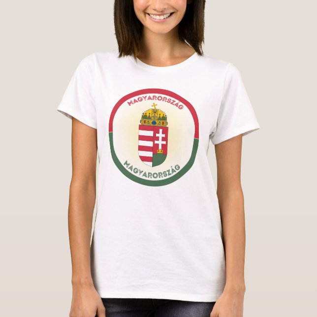 Hungary Coat of Arms Circle Shape T-Shirt (Front)