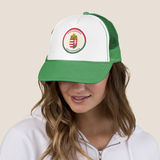 Hungary Coat of Arms Circle Shape Trucker Hat (In Situ)