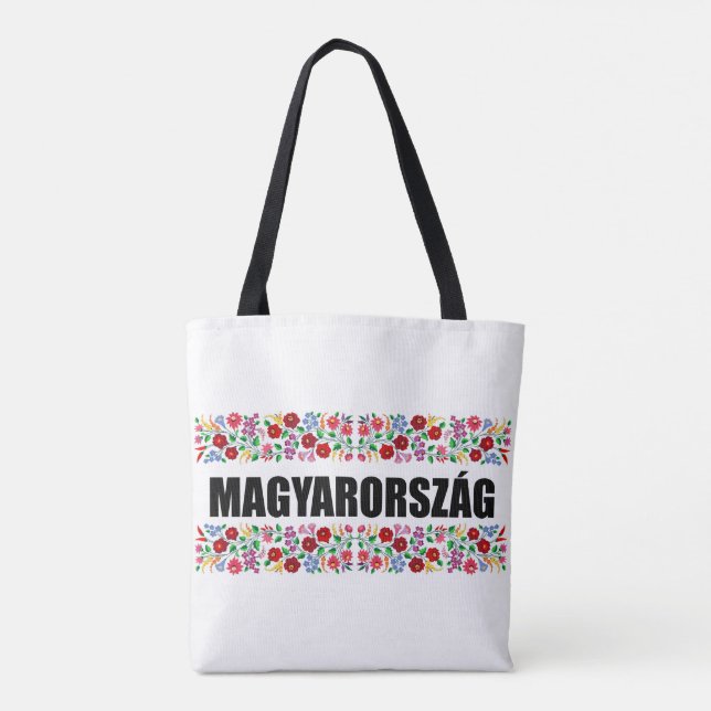 hungary country symbol name text folk motif tradit tote bag (Back)