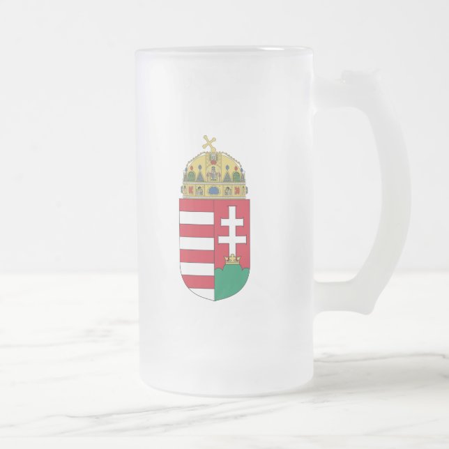 hungary emblem frosted glass beer mug (Right)
