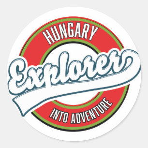Hungary explorer into adventure logo classic round sticker