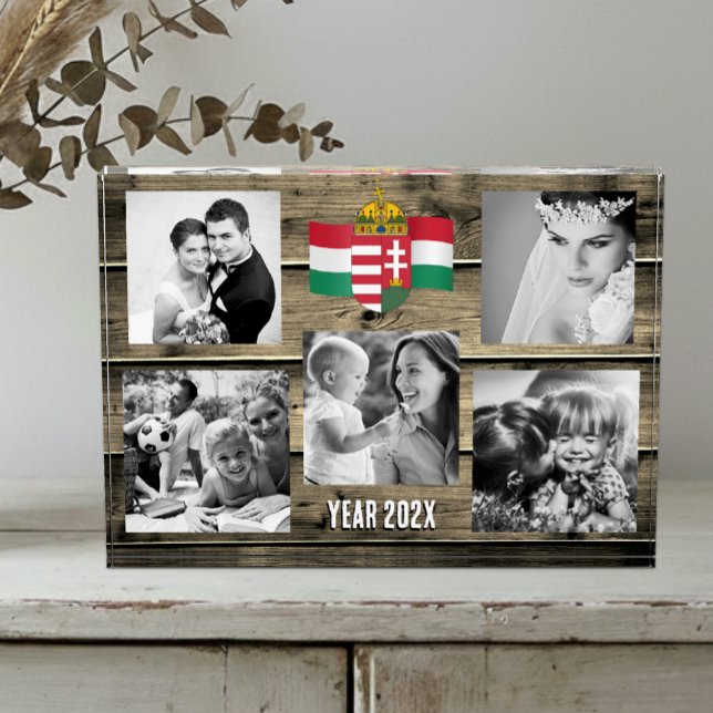 Hungary family photo block,  Hungarian flag, wood (Hungary Family / Wedding Photo Block)